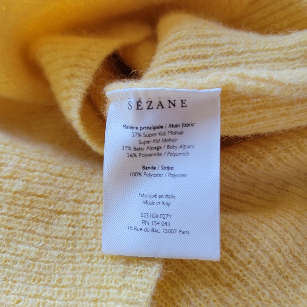 Sezane Pale Yellow V-Neck Button Cardigan - Picture 4 of 9